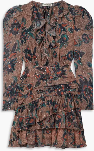 Cecily ruffled printed fil coupé silk-blend chiffon mini dress