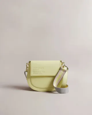 Branded Webbing Satchel Cross Body Bag in Pale Green