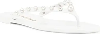 Stuart Weitzman Women's Goldie Jelly Flip Flop Embellished Sandals