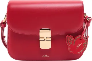 Leather shoulder bag with logo print