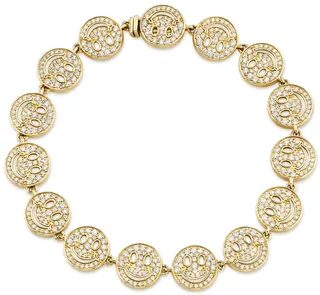 14K Yellow Gold & Diamond Happy Face Eternity Bracelet