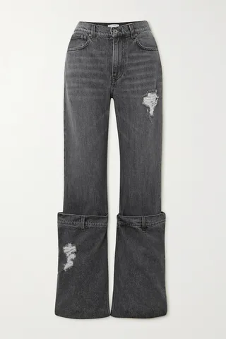 JW Anderson - Bucket Distressed Mid-rise Wide-leg Jeans - Gray