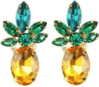 24K Gold Plated Tropi Crystal Pineapple Earrings