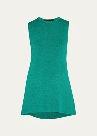 Twist-Back Crepe Knit Tank Top