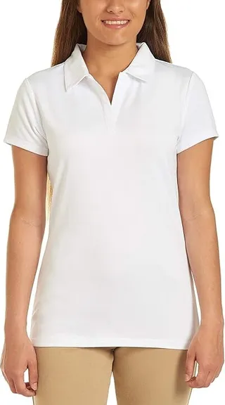 Nautica Junior's Uniform Short Sleeve Performance Polo (White) Women's Clothing