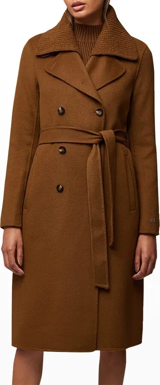 Anna Knit-Collar Trench Coat