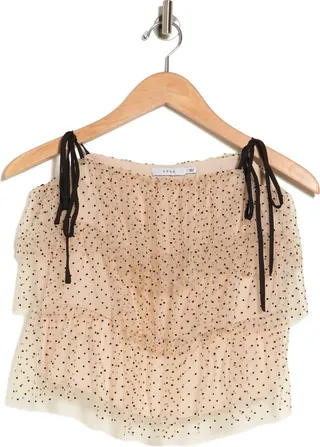 Dotted Tie Strap Tiered Camisole