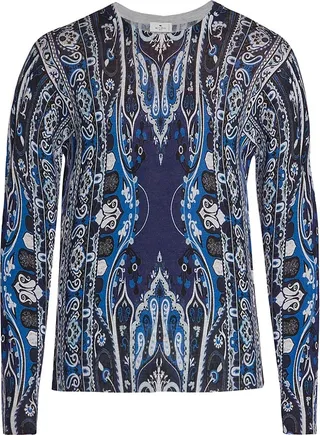 Silk-Cashmere Paisley Knit Sweater