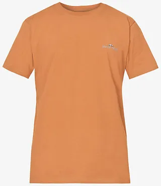 Mens Brown Relaxin' Fieldscape Brand-print Cotton-blend T-shirt