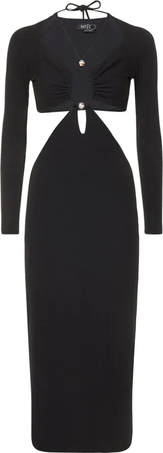 Long sleeve cutout knit midi dress