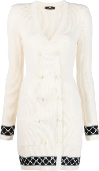 V-neck double-breasted minidress