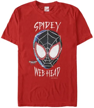 Marvel Men's Spider-Man Into The Spiderverse Spidey Web Head Short Sleeve T-Shirt