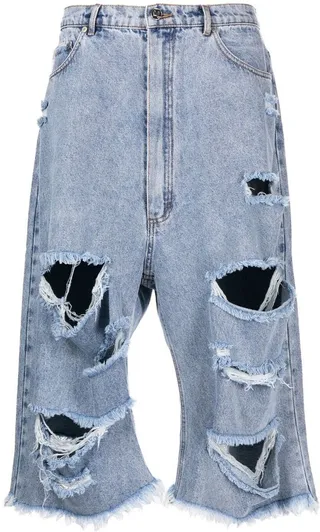 Distressed Drop Crotch Shorts