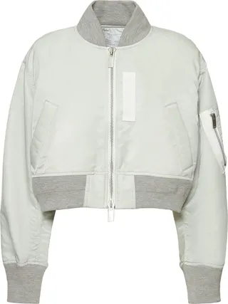 Nylon zip up crop bomber jacket