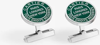Mens Green Lacquer Double C de Palladium-plated Sterling-silver Cufflinks