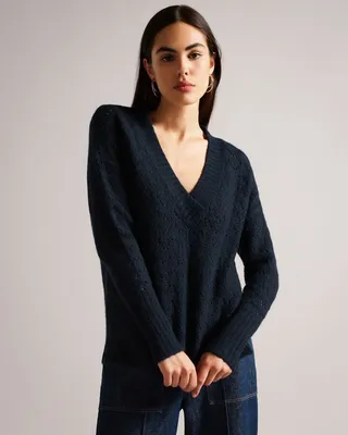 V Neck Jumper in Navy
