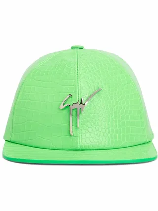 Cohen snakeskin-effect leather cap