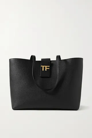 TOM FORD - Embellished Textured-leather Tote - Black