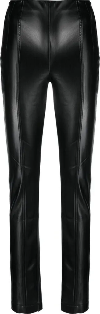Slim-Cut Artificial Leather Trousers