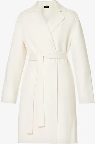 Womens Ivory Cenda Belted Wool and Cashmere-blend Coat