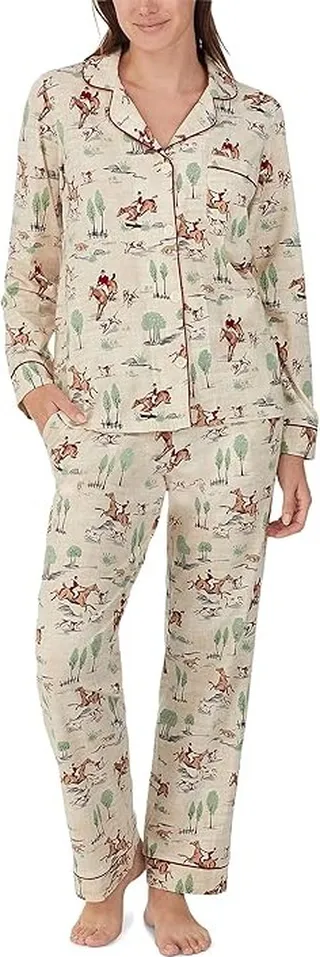 Bedhead PJs Organic Cotton Long Sleeve Classic PJ Set (Equestrian Toile) Women's Pajama Sets