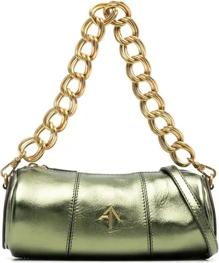 Cylinder metallic shoulder bag