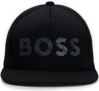 Honeycomb-weave jersey cap with logo-filled branding