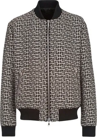 Reversible cotton bomber jacket with Balmain monogram