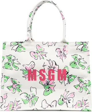 Bow-Print Canvas Tote Bag