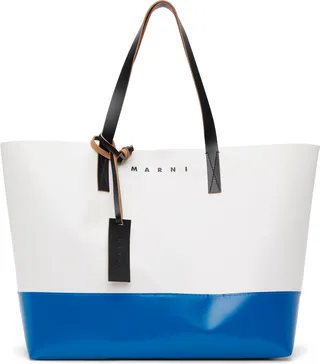 Marni White & Blue Tribeca Tote