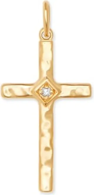 Accented Cross 18k Gold Vermeil Charm in White Sapphire