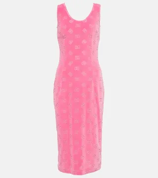 DG jacquard cotton jersey midi dress