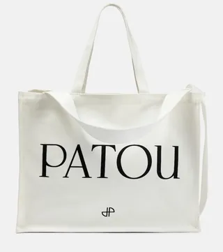 Patou Large cotton canvas tote bag