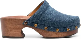 55mm Denim Mid-Heel Clogs