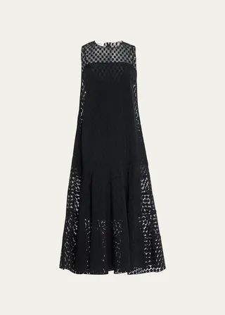 Semi-Transparent Dotted Midi Dress