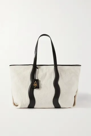 Palm Angels - Classic Cabas Leather-trimmed Cotton-bouclé Tote - Off-white