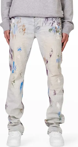 Men's Paint-Splatter Straight-Leg Jeans