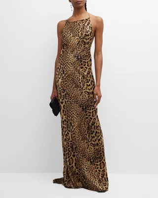 Elizabeth Leopard Print Silk Gown