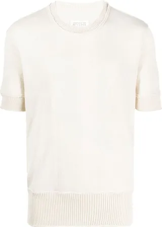 ripped-edge knitted T-shirt