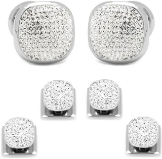 White Pave Crystal Shirt Studs & Cuff Links