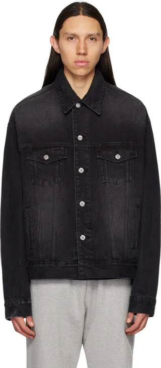 We11done Black Love Denim Jacket
