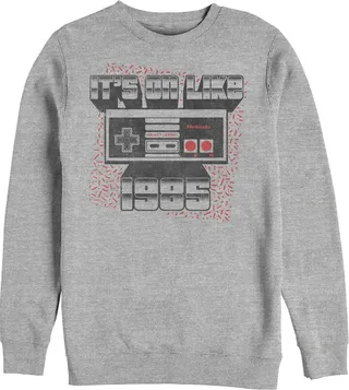 Men's Nintendo NES Controller on Like 1985 Sweatshirt - Athletic Heather - 3X Large