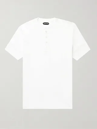 Slim-Fit Cotton-Jersey Henley T-Shirt