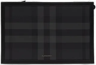 Burberry Frame Logo Plaque Checked Clutch Bag