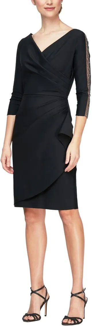 Embellished Surplice Neck Sheath Dress
