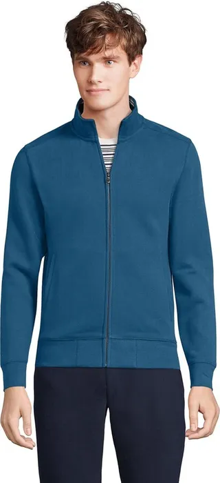 Lands' End Men's Long Sleeve Serious Sweats Mock Full Zip - Small - Evening Blue