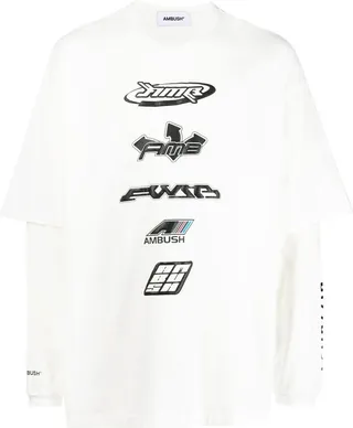 logo-print layered T-shirt