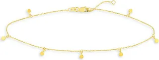14K Yellow Gold Disk Charm Anklet