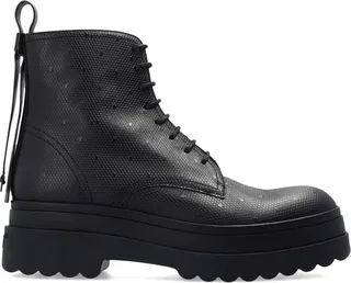REDValentino Round Toe Lace-Up Combat Boots