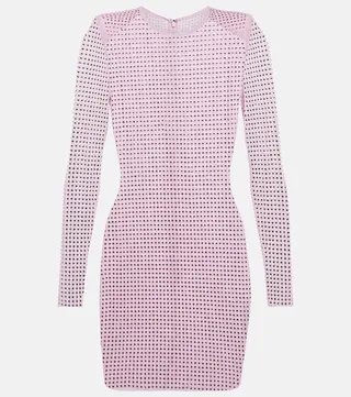 Embellished mesh minidress